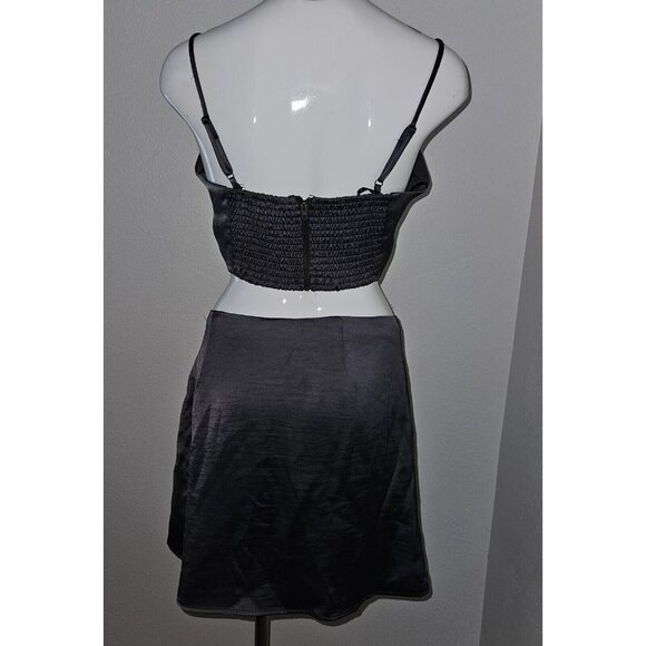 NEW Forever 21 F21 Bustier Crop Top Mini Skirt 2pc Set Gunmetal Gray Size Medium - Picture 4 of 16